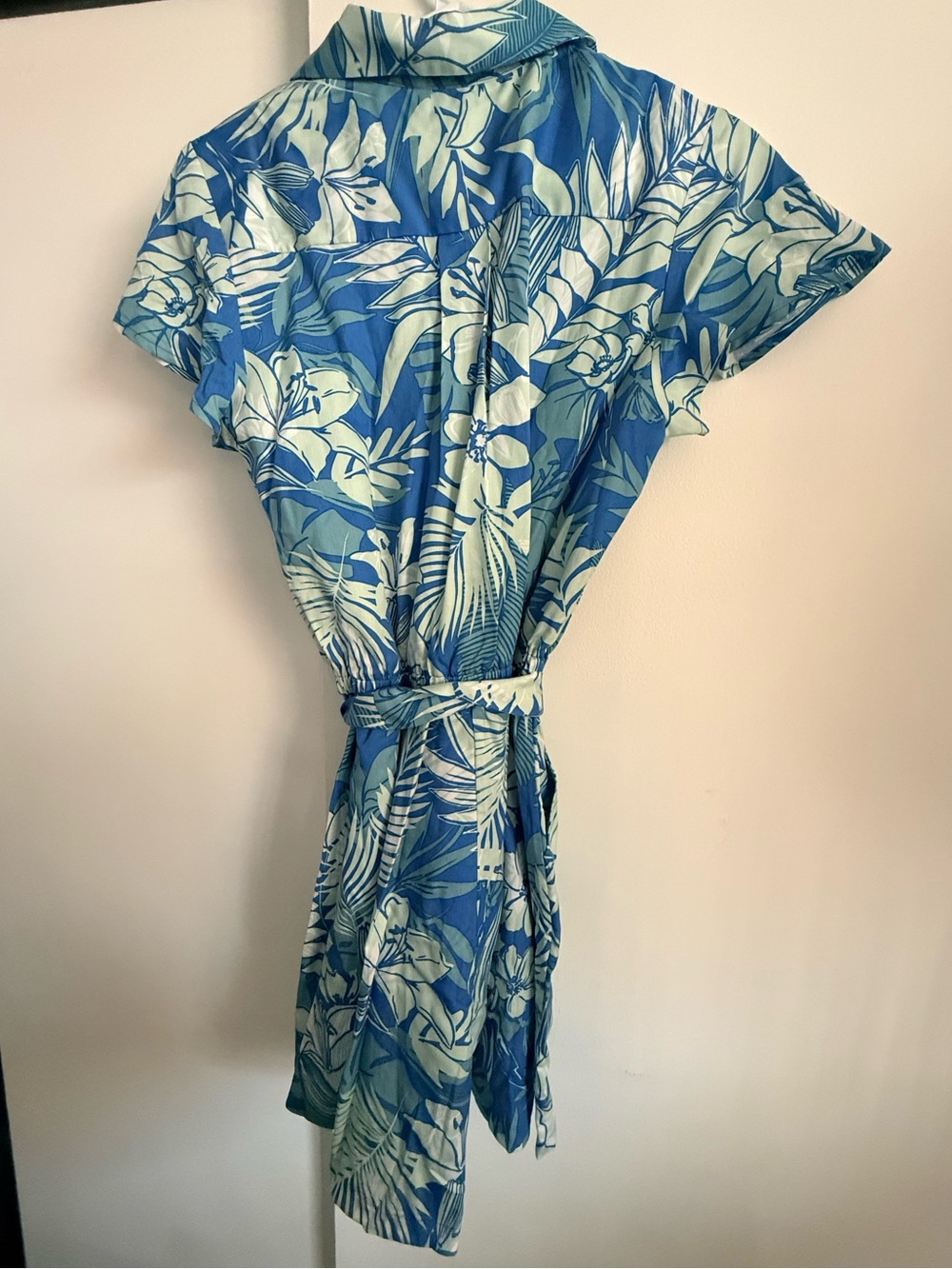 NWT Tori Richard Honolulu Blue and Light Green Tropical Print Shorts Romper - Picture 4 of 4